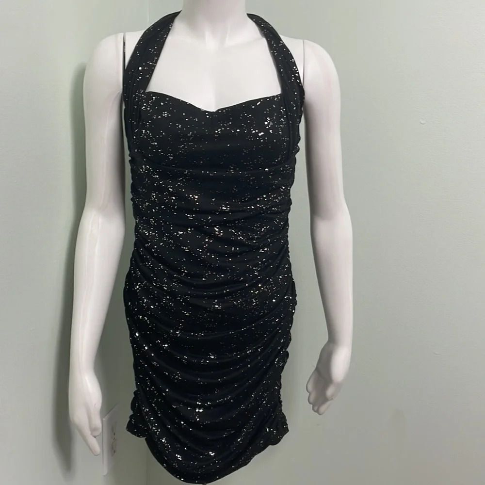 Lucy in the sky Black dress w/ silver sparkles - Picture 3 of 10